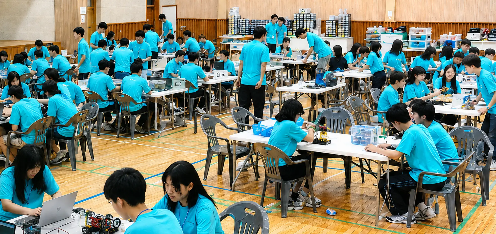 학생과 교육자가 함께하는 대규모 교육 현장